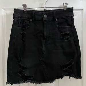 American Eagle Outfitters Black Distressed Skirt